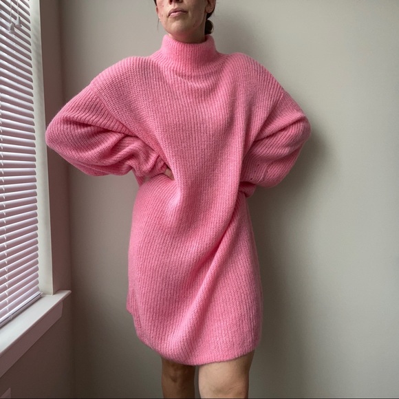 Oversized Balloon Sleeve Sweater Dress 